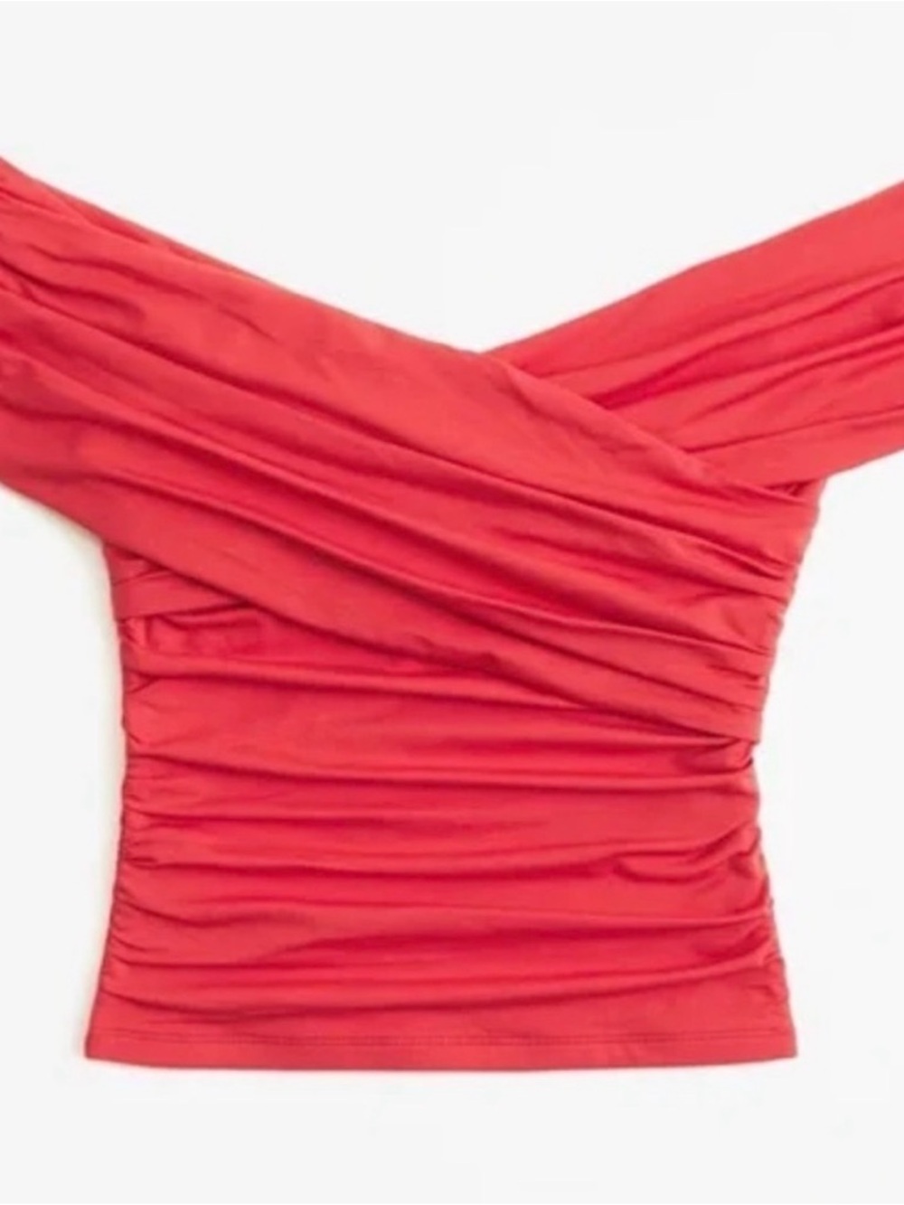 Abercrombie & Fitch Off-Shoulder Ruched Red Crop Top